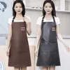 Aprons PU apron waterproof and oilproof kitchen soft leather men's women's fashion smock household work clothes adjustable neck 221203