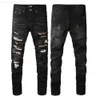 Мужские джинсы высококачественные амиры 22ss new Fashion Mens Mens Cool Style Luxury Designer Denim Bant Разочарованный рваный байкер черный голубой джинсы Slim Fitmntt