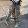 designer pants Wide Leg Cargo Pants for Men Fashion Camouflage Side Pockets Sports Joggers Women Retro Casual Loose Flared Trousers 3648