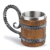 Mokken houten vat roestvrijstalen hars 3d bier mug goblet game tankard koffie beker wijnglas