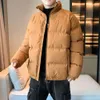 Men's Down Parkas Vintage Yellow Puffer Jacket Men Korean Fashion Cotton Padded Coats Men Parka Jacket Winter Coats Keep Warm Thicken Coats 221205