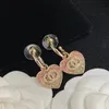 Coração balançar brincos 18k banhado a ouro anel gancho com strass rosa swarovski feminino designer brincos definir yout326i feminino