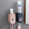 Toothbrush Holders Automatic Toothpaste Dispenser Toothpaste Squeezer Wall Mount Toothbrush Holder Dustproof Lazy Creative Bathroom Accessories 221205