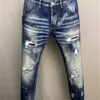 Jeans pour hommes 2022 Fw 23ss marque de luxe Designer D2 hommes Denim Dsquare broderie pantalon mode trous pantalons vêtements pour hommes taille américaine 28-38 2ui9n