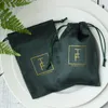 Jewelry Stand 50 Flannel Drawstring Gift Bags Green Packaging Pouches Custom Personalized Wedding Party Candy Sack Favor 221205