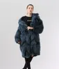 Женская шерстяная смеси моды настоящий меховой длинный пальто для женщин Зима сгущать теплую свободную куртку холодную, верхнюю уличную одежду 221205 221205