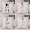 Schattige cartoon kinderen kussensloop voor bank Home Soft Plush Pillowcase Noordse stijl Decor Pink Ballet Girl Cushion Cover