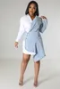 Sıradan Elbise Şık Lady Patchwork Denim Gömlek Elbise 2022 Sonbahar Kadınlar Uzun Kollu Yastık Düzensiz Kulüp Partisi Mini Kot Partülasyon