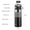 Thermoses 600ml Double Stainless Steel Sport Thermos Mug With Straw Portable Vacuum Flask Travel Thermal Water Bottle Thermocup 221205