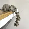 Obiekty dekoracyjne figurki 1 sztuki słonie wisząca 2Babies Figurina żywica rzemieślnicza ornament miniatury miniatury dar