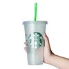 DHL Mermaid Goddess Starbucks 24oz/710ml أكواب بلاستيكية بلاستيل قابلة لإعادة الاستخدام الشرب الشرب المسطح السفلي شكل عمود القش الكوب C1208