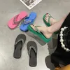 Terlik Moda Yaz Kadınlar Plaj Taşma Flip Flops Bling kenarları Sandalet 3 cm düz yumuşak gündelik ayakkabılar kadın için