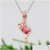 Charms 100 925 Стерлинг Sier Pink Murano Glass Flamingo Dangle Charm Fit Оригинальный европейский браслет мода мода свадьба Ecagement Dhqgz