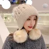 BeanieSkull Caps Women Winter Peruvian Beanie Hat Ski Cap Fleece Lined Ear Flaps Hats With Rabbit Fur Pompoms S2591 221203