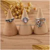 Anillos de racimo Conjunto de anillos de nudillos Corona de ópalo Flor Anillos de corazón Apilamiento Midi Mujer Diseñador Joyería Entrega de la gota Dhkcl