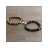 Beaded Magnetic Bracelet For Women Men Couple Yoga Elastic Hand Strings Bangle Natural Stone Bracelets Friendship Jewelry Drop Delive Dhnfe