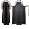 Aprons PU leather waterproof apron thickened lengthened antifouling oilproof restaurant cooking chef clean black 221203