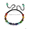 Perline 8Mm 7 Chakra Rainbow Stone Beads Bracciale Reiki Healing Nce Woven Stretch Yoga Jewelry Drop Delivery Bracciali Dhimm