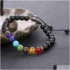 Perlé 10 pièce/ensemble pierre naturelle 8Mm lave Yoga énergie Bracelet volcanique sept Chakra tresse Bracelets livraison directe bijoux Dhrss