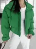 Женский пакет в парке зимний пальто Женская обрезанная куртка Зеленая водолазка теплое верхняя одежда корейская мода шикарная уличная одежда 221205
