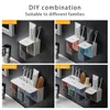 Toothbrush Holders Simple and Transparent WallMounted Toothbrush Holder Toothpaste Storage Rack Bathroom Organizer Accessories Set Tools 221205