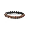 Braccialetti con perline di legno in pietra naturale da 8 mm Braccialetti da uomo con meditazione etnica nera Bracciale con lava bianca Gioielli da preghiera per donna Bracciale Yoga Dro Dhnkf