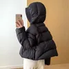 Women's Down Parkas Winter Feather Jacket Bud Hooded Short Casual Thickened Warm 90 White Duck Fluffy Coats Female 221205