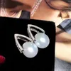 스터드 귀걸이 고급 보석 순수 18K 백색 골드 자연 일본 원산지 Akoya 11-12mm round round pearl for Women