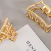 Trendy Mini Gold Geometric Hair Claws Barrettes Fashion Hollow Heart Metal Hairclips For Women Girls Side Clips Hair Ornament