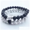 Bracelets en pierre naturelle perlée lave volcanique blanc Turquoise Bracelet amoureux perles faites à la main pour hommes femmes livraison directe bijoux Dhh4E