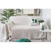 Stol t￤cker 2022 Nordic Light Beige Woven Sofa Filt Plaids Cotton/Polyester Quilting Handdukslippor Skydda Cover