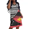 Casual Dresses T-Shirt Dress Short Sleeve V-Neck Plus Size Spring And Fall Women's Clothing Papua Guinea Pattern Design Print