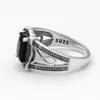 Clusterringen vrouwen zirkoonring 925 Sterling zilveren zwart/rode steen vintage punkstijl Thais voor damesmode sieraden