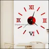 Horloges murales Chiffres romains bricolage horloge décor à la maison salon miroirs 3D pâte stéréoscopique décoration murale horloges Mticolor 6Yya F2 D Dhfdo