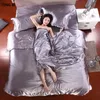 Sängkläder sätter 100% siden mode set ren färg ab dubbelsidig enkelhet lakan täcke täcke kudde 2-5 st 221205