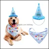 Feestmutsen schattige doggie party hoed met slabbetjes cartoon het is mijn verjaardag printpapier caps huisdier kleding accessoires 9my e1 drop levering dh56e