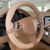 Porsche Cayenne / Porsche 2010-2011 için özelleştirilmiş araba direksiyon kapağı sargısı kayma önleyici örgü iç aksesuarlar