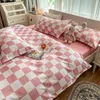 Bedding conjuntos de tamanho king size com capa de colcha na folha plana travesseiro infantil garotas meninos xadrez de pecuado linho de cama de casal de solteiro 221205