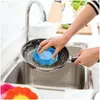 Sponges Scouring Pads Flower Shaped Dish Scrubber Sponges Nonscratch Cute Home Kitchen Tool Bowls Pan Washing Cleaning Cloth Scour Dh1Ub