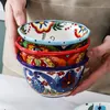 Bowls Creative Ceramic Bohemian Hand Painted Rice Instant Noodle Hushåll Fruktsallad Köksbordsartiklar 221203