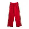 Erkek pantolon 2022ss iğneler dokuma çizgili kırmızı pantolon erkek kadın yüksek kaliteli nakış kelebek iğneleri pantolon pantolon tasarımcı pantolon 524