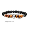 Perlé Léopard Tête Oeil De Tigre 8Mm Perles De Pierre De Lave Noire Bracelet Diy Aromathérapie Huile Essentielle Par Diffuseur Yoga Bijoux Drop Deli Dh68B