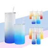 16 oz 20 oz 25 oz Sublimación gradiente vidrios rectos vasos para beber botellas con tapa de bambú DIY multicolor lata de cerveza vasos sublimación taza FY5294 1202