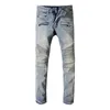 Jeans da uomo High Street Hipster Jeans da moto Uomo Vintage Do Old Stitching Pants