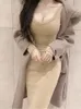 Платья для вечеринок Womenganga Korea с низким содержанием женской сексуальной грудью с тугим корпусом с длинным рукавом платье Maxi Maxi Fashion осень D8WT 221203