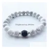 Bracelets en pierre naturelle perlée lave volcanique blanc Turquoise Bracelet amoureux perles faites à la main pour hommes femmes livraison directe bijoux Dhh4E