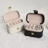 Kleine tragbare Schmuck-Aufbewahrungsbox, PU-Leder, Reise-Organizer, Ring, Ohrringe, Mini-Vitrine, Halter, Geschenkverpackung