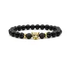 Beaded 18 Styles Buddha 8mm Birght Black Stone Beads Armband Vintage Sier Gold Lion Leopard Dabbell Skl Charms Stretch Jewelry Dro Dhgfp