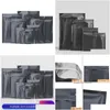 Packing Bags Mtisizes Black Zip Lock Flat Bottom Packing Bags Aluminum Foil Zipper Seal Packaging Mylar Gift Package Bag For Dry Foo Dhbcl