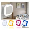 Luzes noturnas Brelong Light Sensor Light Control Night Mini Novelty Square Bedroom Lâmpada Presente Romântico Eu